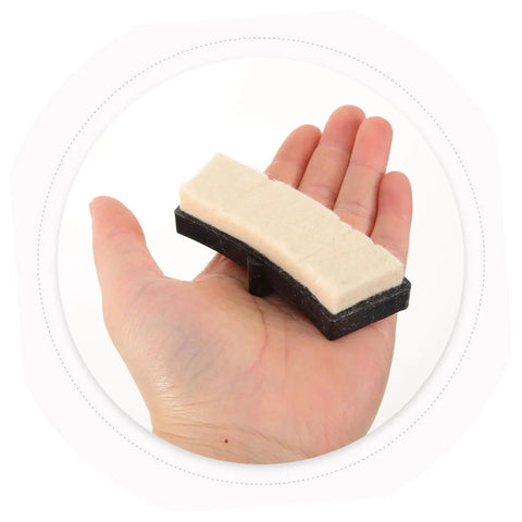 Quiet Indoor Cycle Brake Pads Replacement Set for Exercise Bike held in hand, showing anti-slip design and smooth material