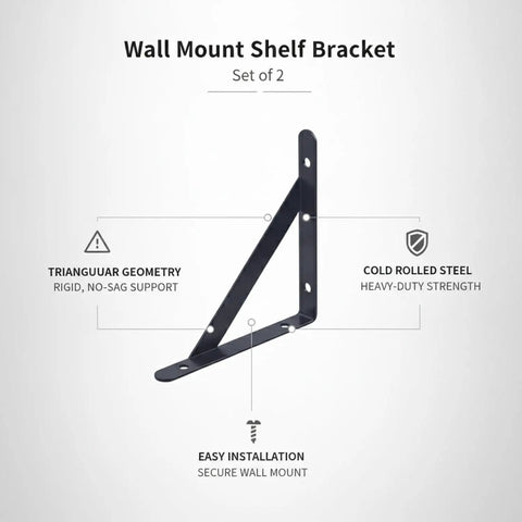 Heavy Duty Cold Rolled Steel Shelf Brackets Set Of 2 For Floating Shelves L Shaped Wall Mount Corner Braces 4.7 By 4.7 Inches Built To Last