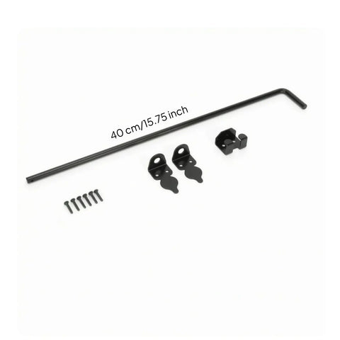 Heavy Duty Drop Rod Bolt Gate Latch With Beefy Guide Brackets And Bent Control Handle Lowers Straight Into The Ground with accessories