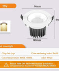ELUKHT 13-PackRetrofit LED Recessed Light and LED Downlight 7W,10W,12W,15WWhite Retrofit LED Recessed Lighting Ceiling Lights 3.5/4 Inch White Round Baffle Trim for Home Improved, 6000K,7w-6000K, side view with dimensions