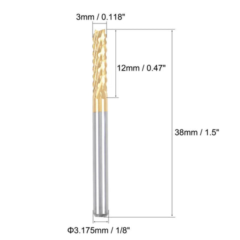 Ten Piece 3mm Titanium Coated Carbide End Mill Engraving Milling Cutter CNC Router Bits For PCB Milling One Eighth Inch Shank Durable High Hardness Wear Resistant Pro Grade Tool Set