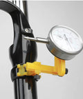 Close-up of gauge on Bike Wheel Truing Stand With Percentage Gauge For 26 Inch To 29 Inch Wheels Portable Home Repair Stand