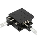 Workhorse Aluminum XY Axis Linear Stages With Micrometer Manual Slide Table 100mm By 100mm By 40mm Black Anodized Roller Track For Capacitive Production Equipment Fixtures Optical Instruments Lab Positioning And Machining, XY micrometer stage