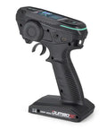 DDF-350 RC Transmitter With Gyro And Digital LCD Screen, 10 Channel Receiver, ergonomic grip, shown from side angle.