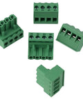 Green 4 Pole PCB Mount Terminal Block Connector Set 5 Pieces Male And Female 4 Pin Phoenix Type 5.08mm Spacing 300V 10A Rating Copper Block UL 94V0 Shell Pro Grade Electronics Wiring Harness.