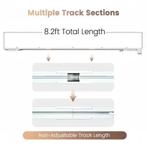 Ultra Quiet 98.4 Inch Motorized Curtain Track With App Control And Remote, fixed 8.2ft ceiling-mount track sections
