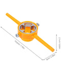 Beatifufu 2-Piece Plumbing Pipe Threader Hand Tool Set For Pvc with a yellow pipe threader and stainless steel round dies for repairs.