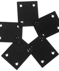 Thirty Pack Stainless Steel Mending Plates And Right Angle Corner Braces For Tough Furniture Repairs And Cabinet Reinforcements With Pre Drilled Holes For Fast No Sweat Wall Mounting - five black plates with pre-drilled holes.