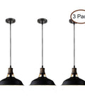 Dope Black Industrial Pendant Lights 3 Pack, Barn Shade Bar Kitchen Island Lighting with E26 Base, Hard-Wired for Modern Ceilings