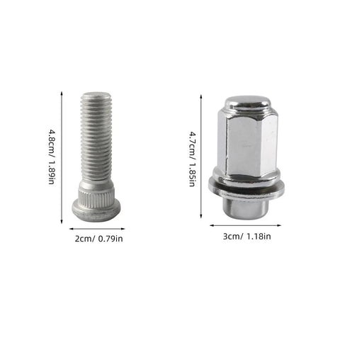 Heavy Duty 2 Sets Premium Steel Wheel Lug Nut Kit For Toyota Cars And Trucks With Easy Secure Hub Fastening Stylish Replacement Wheel Bolts That Make Your Rides Look Fresh And Run Smoother No Tools Needed; 4.8cm steel bolt and 4.7cm nut