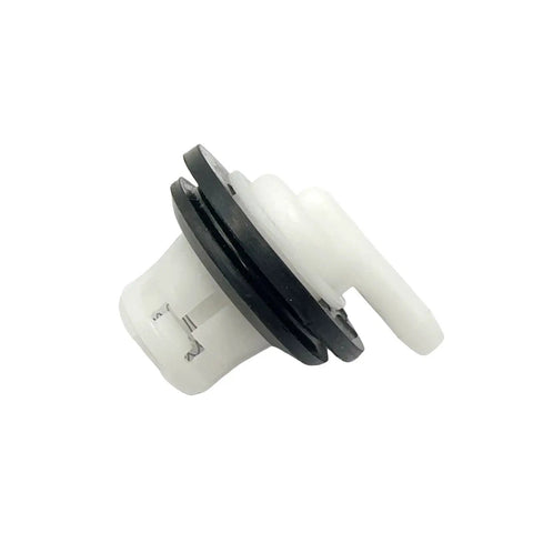 Two Pack Beefed Up Fuel Tank Vent Plug And Valve Kit With Grommet For Jeep Wrangler And Ford F Series From 1980 To 1997 Gas Tank Vent Replacement showing white plug and black grommet