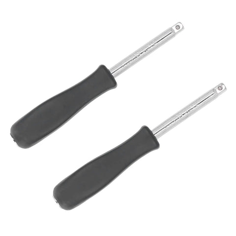 Two Piece 1/4 Inch Drive Socket Spinner Set With Comfortable Grip Handle For Auto Repair And Maintenance And Quick Replacement Tools Kit In Durable Steel Black And Silver against white background