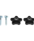 For Plum Handle Bolt And Knob Kit Perfect For Lawn Mowers And Snow Blowers Tough Replacement Parts to Get Your Outdoor Gear Back On The Road Fast. Two black plum knobs and silver bolts for mower and snow blower handles.