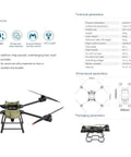 Heavy Lift Delivery Drone With 200 Pound Payload And Five Mile Range Waterproof IP64 Quad Copter For Industrial Cargo Dual Battery Version Rugged Long Range UAV For Heavy Lifting shown with technical specifications and dimensions