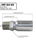 hydraulic hose fittings 1/4 inch NPT male connection