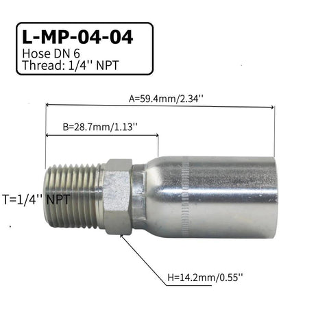 hydraulic hose fittings 1/4 inch NPT male connection