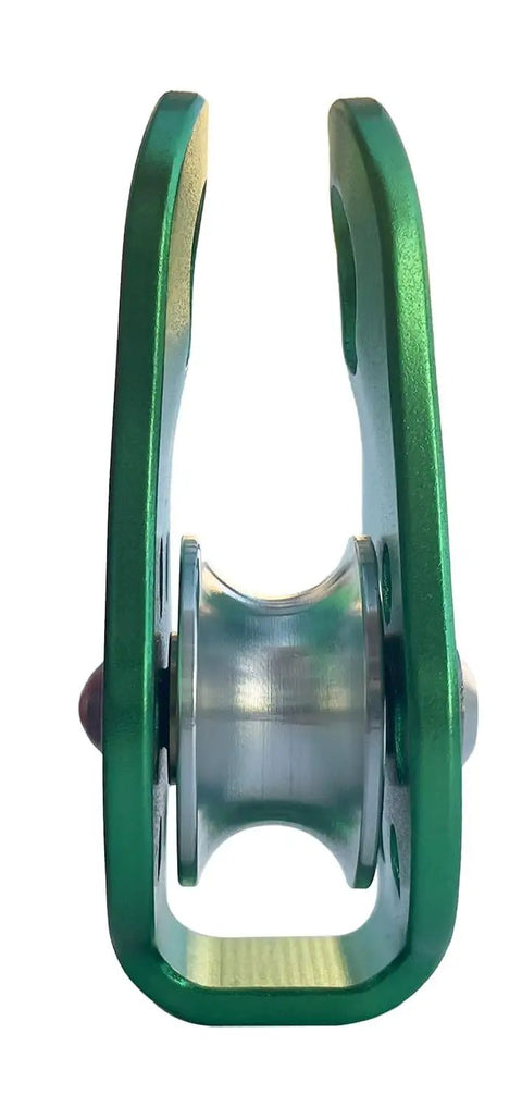 Front view of Rocky 28kN Zipline Pulley And 26kN Micro Pulley Set With Stainless Steel Bearings, CE Certified Tandem Pulley.