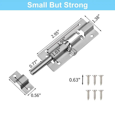 Built To Last Heavy Duty 2 Pack Barrel Bolt Latch Set, 3 Inch Sliding Lock For Doors, Thickened Stainless Steel With Brushed Finish