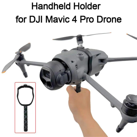 A person holding the DJI Mavic 4 Pro Handheld Holder Takeoff Landing Mount for seamless aerial to ground shooting.