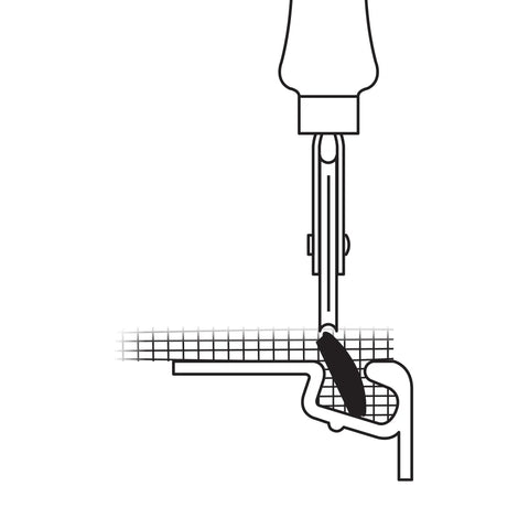 Illustration showing installation of 5/16 Inch Black Flat Screen Spline Roll, 100 Feet, UV Stabilized Vinyl For Fiberglass Screen Mesh