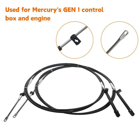 GEN II 14Ft Control Cable 2 Pack Replaces CC18914 For Mercury Mariner Outboard Engines And MerCruiser shown on white background.