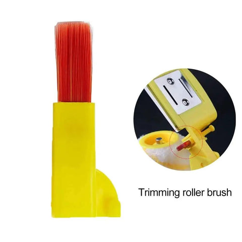 Heavy Duty Paint Edger Roller For Interior Walls Ceilings And Doors Cuts Crisp Lines Hassle Free Saves Serious Prep Time, yellow trimming roller brush with red bristles.