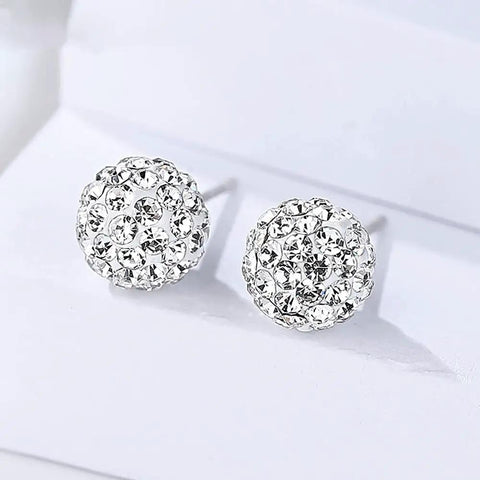 Minimalist CZ Cluster Small Ball Stud Earrings For Women And Girls 10mm 925 Sterling Silver With Long Lasting Finish Dainty Everyday Jewelry Sleek Dope Ear Studs For Day Or Night Classy Sparkle.