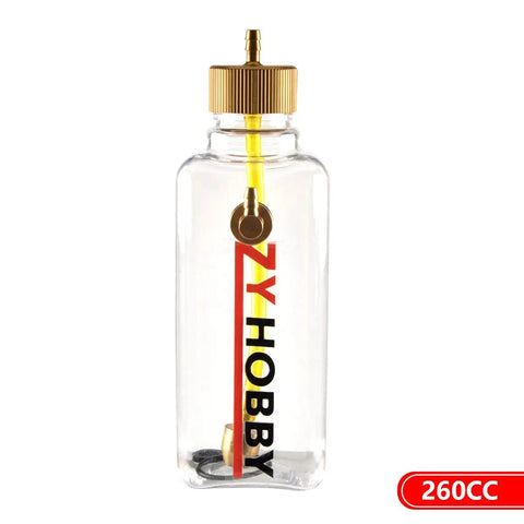 260ml RC Gas Fuel Tank Bottle Transparent Plastic for RC Airplanes with Metal Cap, Clear Fuel Tank for Model Planes
