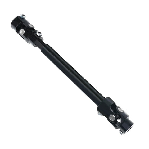 Steering shaft with dual U-joints, black steel rod for GM vehicles side view
