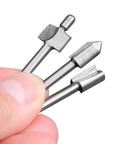 Close-up of Ten Piece HSS Router Bit Set With One Eighth Inch Shank For DIY Woodworking Handyman Pro Grade Straight Trim V Groove Beading