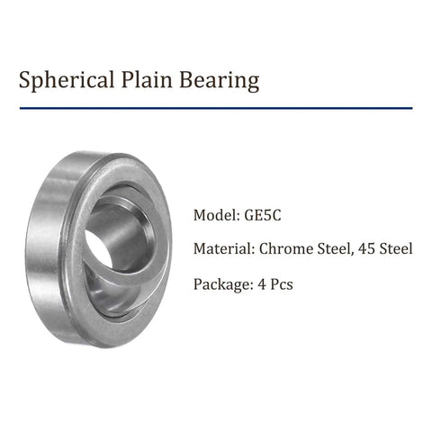 Top Shelf Radial Spherical Plain Bearing Set Built Tough With Hardened Chrome Steel And Factory Greased For Silky Smooth Action Compact 4 Point 8 By 14 By 6 Mm specifications model GE5C chrome steel spherical bearing.