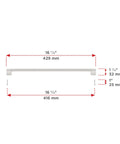 Avellino Collection Brushed Nickel Cabinet Handle Sixteen And Three Eighths Inches Center To Center Bar Pull with measurements shown.