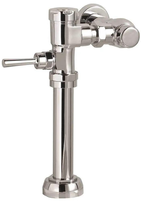 One-Flush Manual Toilet Flush Valve With Piston-Type Mechanism 1.6 GPF 11.5 In Rough-In Chrome Finish Easy Install Durable Piston Flush