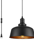 Dope Industrial Pendant Light With Plug In Cord Retro E26 Hanging Ceiling Lamp On Off Switch Oil Black Shade 14.43 Ft cord