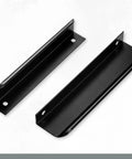 Distinctive Style Black Cabinet Handles Set, 5.9-Inch Aluminum Finger Pulls, 5-Inch Center-To-Center, Includes 20 Screws, Slick Low-Profile Modern Pulls for Cabinets and Dressers, Dope Home Kitchen Upgrade showing two sleek handles on white background