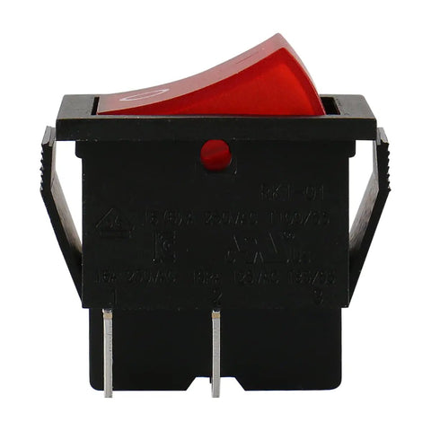 DPST Rocker Switch On Off 4 Pin 16A 250V AC Red LED Illuminated Snap-In Power Switch Heavy Duty UL Recognized VDE Certified For Automotive Marine And Household Appliances 1 Pack, close-up view