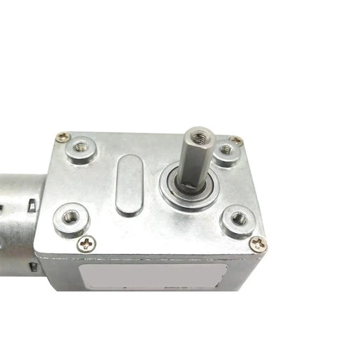 Top Tier JGY 370GB Worm Gear Motor With Encoded Output Delivers Super Fast Speed Control And Sweet Low RPM Torque For Your Custom Robotics And Automation Projects Today, showing top view with shaft.
