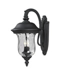 Armstrong Outdoor Wall Light With Aluminum Frame Black Finish And Clear Water Glass Shade For Porch Or Patio Traditional Medium