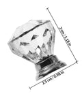Crystal Acrylic Cabinet Knobs With Silver Base, 10 Pack Modern Drawer Pulls for chic shine, size marked, angled view