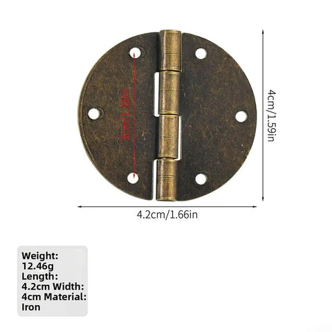 Ten Pack Killer Vintage Round Hinges Antique Bronze Finish Dang Sturdy Copper Build Easy Install for DIY Cabinets Drawers Jewelry Box Restoration - 4.2cm diameter.