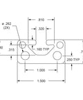 Hella Sturdy 1.5 By 0.75 Inch Clear Anodized Aluminum T Slot Extrusion Bar detailed technical drawing with measurements.