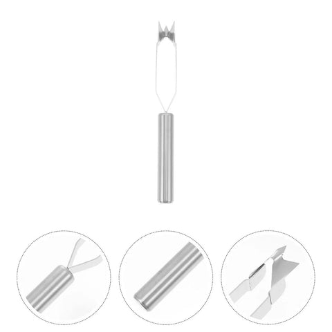 Two Piece Stainless Steel Pineapple Eye Peeler And Remover Set With Steel Handles, highlighting V shaped cutter