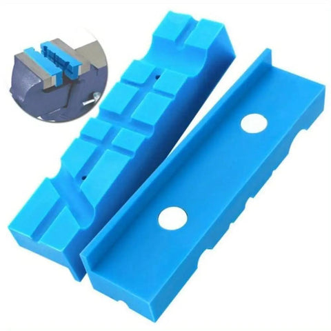 Magnetic Bench Vise Jaw Pads 2 Pack With Multi Groove Grips Vise Holder Protectors for Milling and Cutter, Blue Plastic