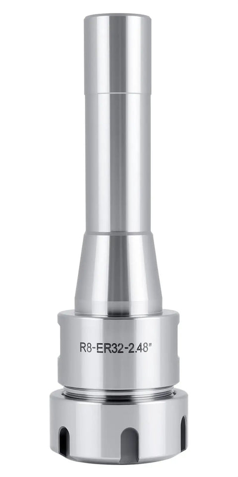 Front view of R8 Shank ER32 Collet Chuck For CNC Milling And Lathe Tools, 8000 RPM Max, ultra precision, hardened tool steel construction.