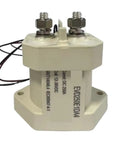 Beefy Rock Solid 250Amp High Voltage DC Contactor Relay Built Tough For Electric Vehicle Charging Solar Array Integration And Battery Bank Switching For Photovoltaic Projects, side view with terminals.