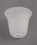 Six Pack Bell Shaped Frosted Glass Shade Replacements For Ceiling Fans And Wall Lights, Lipless With 1-5/8 Inch Fitter, Durable Frosted Lampshades That Fit Most Fixtures, Modern Home Decor, Easy Install. Close-up of a single bell-shaped frosted glass shade replacement, showing the smooth lipless design and 1-5/8 inch fitter.