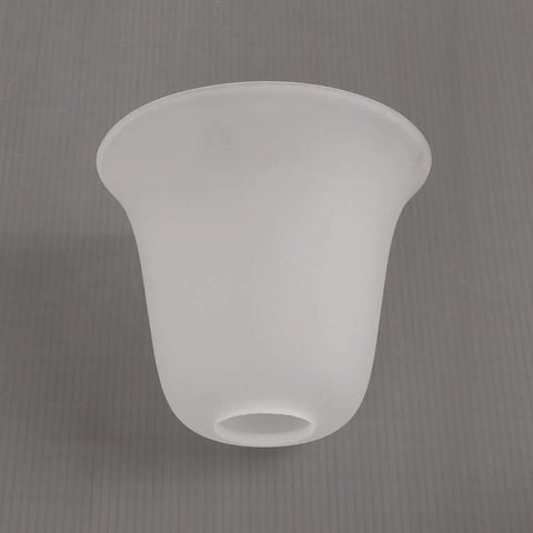 Six Pack Bell Shaped Frosted Glass Shade Replacements For Ceiling Fans And Wall Lights, Lipless With 1-5/8 Inch Fitter, Durable Frosted Lampshades That Fit Most Fixtures, Modern Home Decor, Easy Install. Close-up of a single bell-shaped frosted glass shade replacement, showing the smooth lipless design and 1-5/8 inch fitter.