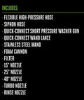 Dual 56V Battery Electric Pressure Washer With 3200 Psi Turbo Power And 2.0 Gpm Beast Mode Cleaning accessories list