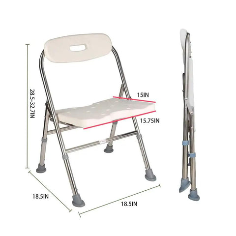One-Piece Shower Chair With Back Adjustable Bath Chair For Seniors And Disabled Non-Slip White Supports Up To 330 Lbs Easy Tool-Free Assembly Durable Stainless Steel