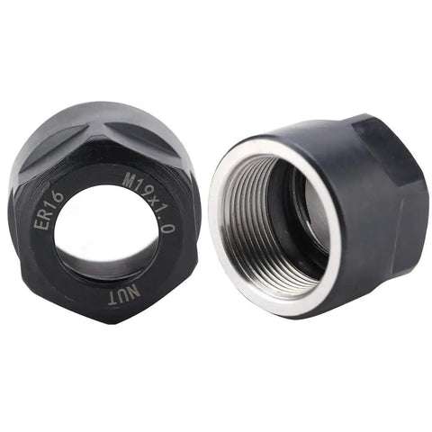 ER16 Collet Chuck Holder with Dynamic Balancing Nut and Metal Clamping Nut, M19 type, suitable for lathe tool fixing and spindle motor needs.
